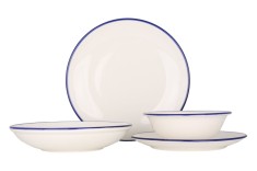 Rinart Set de vesela (Medium) - Blue Edge - 24 bucăți - 6 persoane - Porţelan