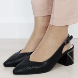 Pantofi negri perforati din piele naturala BY6885-1 02