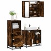 Gossi set mobilier de baie, 3 piese, stejar fumuriu, lemn prelucrat