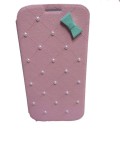 Husa Telefon Flip Book Samsung S4 i9500 Pearls Roz deschis