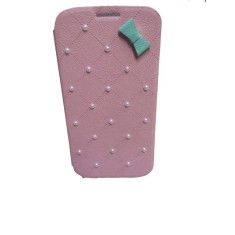 Husa Telefon Flip Book Samsung S4 i9500 Pearls Roz deschis