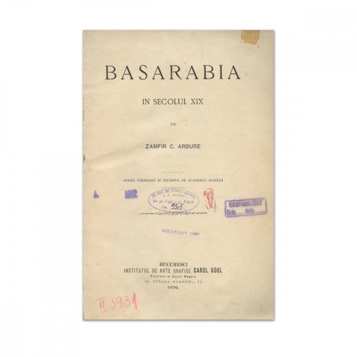 Zamfir C. Arbure, Basarabia &icirc;n secolul XIX, 1898 - D