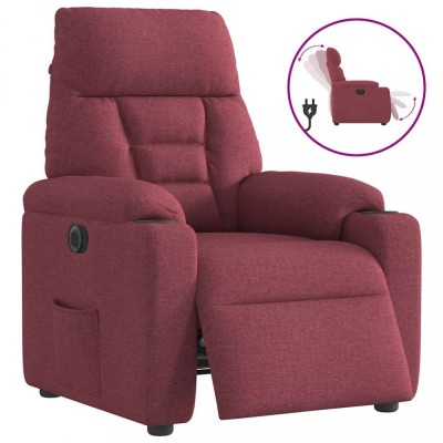vidaXL Fotoliu rabatabil electric, roșu vin, material textil 3303015 foto