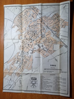 harta orasului sibiu-din anii &amp;#039;20 -&amp;#039;30-perioada interbelica-dimensiuni 42/30 cm foto