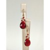 Cercei Argint 925 placat aur, agat rubiniu, perle cultura lacrima, 4cm, Made in Italy, Antialergic