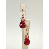 Cumpara ieftin Cercei Argint 925 placat aur, agat rubiniu, perle cultura lacrima, 4cm, Made in Italy, Antialergic