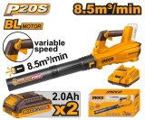 Suflanta Frunze 20V CABLI20428E &ndash; Motor Brushless, 0-18500 rpm, 144 km/h, 2 Acumulatori 2.0Ah, Turatie Reglabila