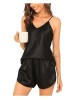 Set pijamale scurte pentru femei Vlazom, 2 piese, negru, L - OUTLET