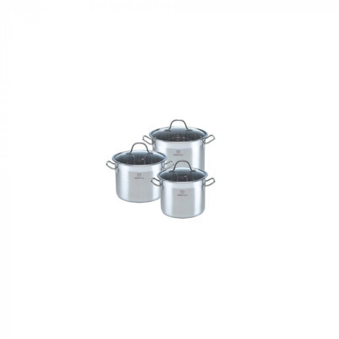 Set de 3 oale din inox cu capac din sticla, 7.2 litri, 9 litri, 11 litri KingHoff