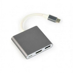 Adaptor Gembird A-CM-HDMIF-02-SG USB Tip C- USB 3.0 + HDMI Gri foto