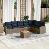 Gossi set canapele de gradina cu perne, 8 piese, gri, poliratan