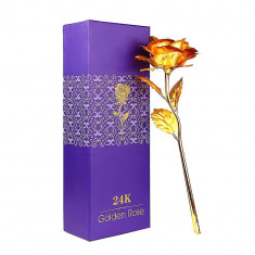 Trandafir suflat cu aur 24K ,Auriu , cutie eleganta , cadou deosebit.