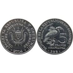 Burundi 2014 - 5 francs, bucorvus leadbeateri, UNC