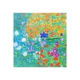 Esarfa patrata M dama, Dacali, albastru/roz, 70x70 cm