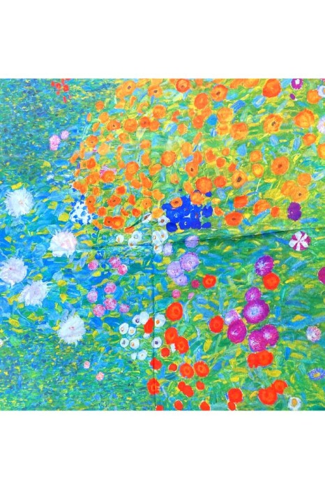 Esarfa patrata M dama, Dacali, albastru/roz, 70x70 cm