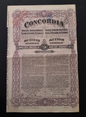 Actiune 1924 petrol soc. CONCORDIA , titlu , actiuni foto