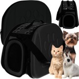 Geanta de transport pliabila pentru caini si pisici, neagra, 6 kg