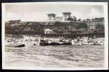 Constanta Carmen Silva Cazino Movila si plaja 1936, tip fotografie, foarte animata, circulata catre Cehoslovacia, 2 timbre intacte, stampila lizibila, Necirculata