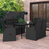 Gossi set de masa pentru gradina, 7 piese, cu perne, negru