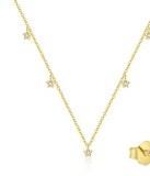 Cumpara ieftin Colier Choker din Argint 925 Placat cu Aur , Model Celestial Multi-Star cu Pandantive Stelute Decupate E i Zirconiu