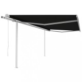 VidaXL Copertină retractabilă automat, cu st&acirc;lpi, antracit, 4x3,5 m