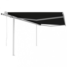 vidaXL Copertină retractabilă automat, cu st&acirc;lpi, antracit, 4x3,5 m