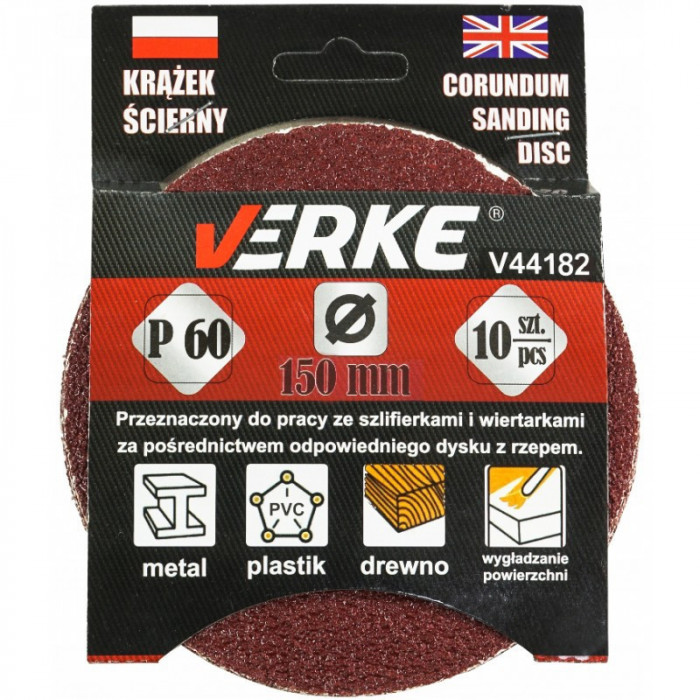 Set 10 discuri textile panza abraziva P60 150mm V44182 Verke