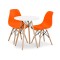 Set masa rotunda stil scandinav + 2 scaune Osaka, Artool, MDF si lemn, alb si portocaliu, 60x72 cm