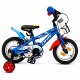 Cumpara ieftin Bicicleta pentru copii DHS Police 12 inch, albastra, cu roti ajutatoare
