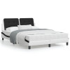 Cadru de pat cu LED, alb si negru, 120x200 cm, piele ecologica GartenMobel Dekor, vidaXL