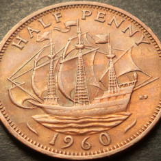 Moneda HALF PENNY - MAREA BRITANIE/ ANGLIA, anul 1960 *cod 4594 patina curcubeu