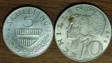 Cumpara ieftin Austria - set superb de colectie argint 640: 5 + 10 schilling 1960 - 1970 - foarte frumoase ! maricele: ⌀ 24 &amp; 27 mm