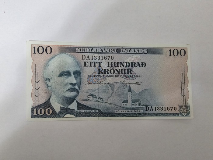 Islanda 100 Kronur 1961 Noua