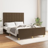 VidaXL Cadru de pat fără saltea, maro &icirc;nchis, 140x200 cm, textil 3125052