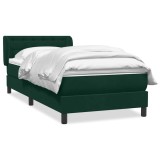 Cumpara ieftin Pat box spring cu saltea, verde inchis, 80x220 cm, catifea