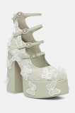 Koi Footwear pumps Wild Lotus Butterfly Lace Platform Heels culoarea verde, cu toc drept, DBP47