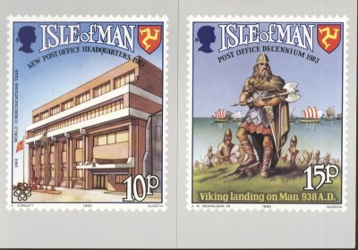 Isle of Man 1983 UPU, 2 Postcards K.257 foto
