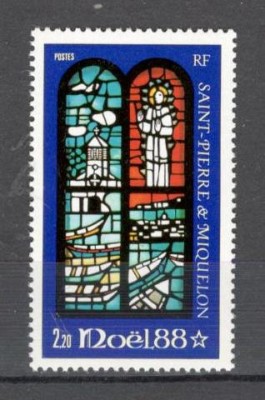 St.Pierre si Miquelon.1988 Nasterea Domnului-Vitraliu SS.53 foto