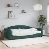 Cumpara ieftin Pat de zi Gossi verde inchis, 100x200 cm, catifea, canapea extensibila cu saltea