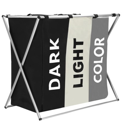 Cos de rufe cu 3 compartimente, cadru aluminiu, 60x40x68cm, 146 litri Household NewTrend foto