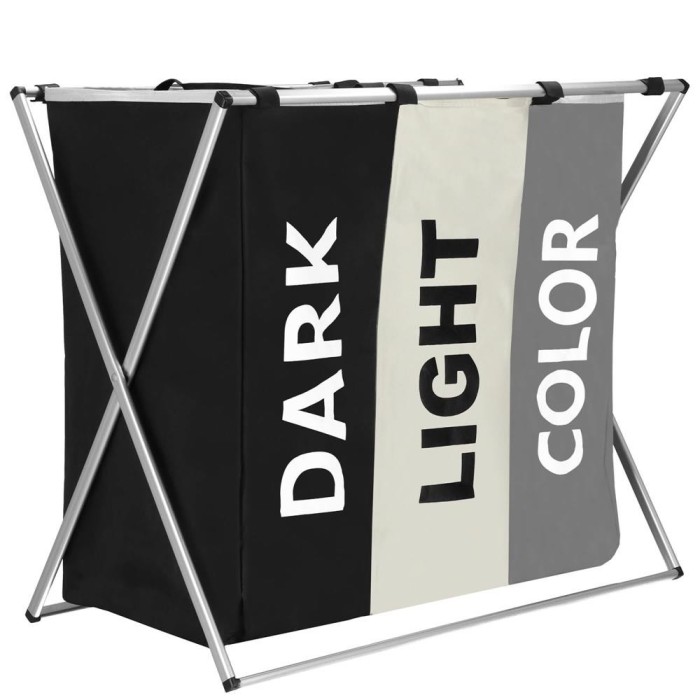 Cos de rufe cu 3 compartimente, cadru aluminiu, 60x40x68cm, 146 litri Household NewTrend