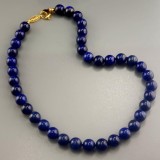 Cumpara ieftin Colier Harmony Lapis Lazuli Albastru 12mm Argint 925 Placat Aur Galben 55cm Hipoalergenic Made in Italy