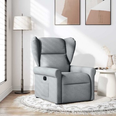 vidaXL Fotoliu rabatabil, gri deschis, material textil foto
