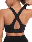 Sutien sport reglabil cu sprijin puternic, &icirc;nchidere cu c&acirc;rlig și ochi &ndash; Negru L