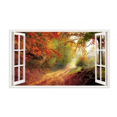 Sticker decorativ, Fereastra 3D, Padure, 85 cm, 540STK