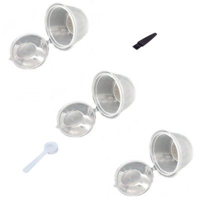 Set 3 Capsule cafea, reutilizabile, reincarcabile, compatibile Dolce Gusto, transparente, cu periuta si foto