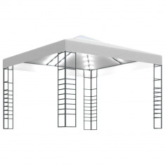 Pavilion de gradina cu siruri de lumini LED, alb, 3x3 m GartenMobel Dekor