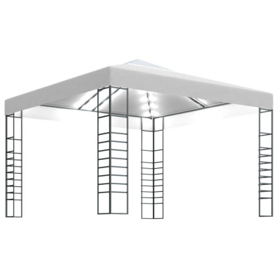 Pavilion de gradina cu siruri de lumini LED, alb, 3x3 m GartenMobel Dekor foto