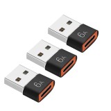 Set 3x Adaptor OTG, de la USB tata la Type-C mama, 60W - Negru, Dactylion