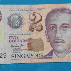 Bancnota veche Insulele Singapore 2 Dollars